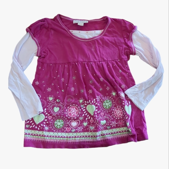 🍁2/$7🍁KNIT WERKS Pink Long Sleeve Blouse with Glittery Hearts - Picture 1 of 2